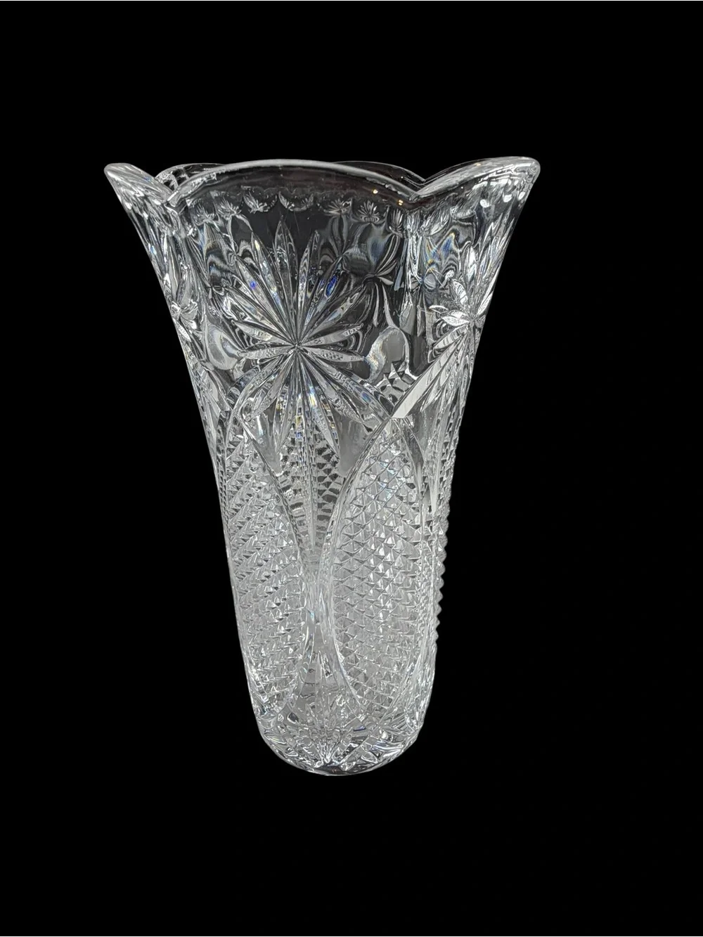 Crystal Cut Glass Vase - Clear Decorative Home Accent